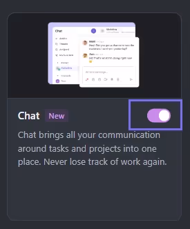 Turn on the Chat ClickApp Turn on the Chat ClickApp